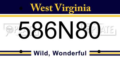 586N80 West Virginia License Plate
