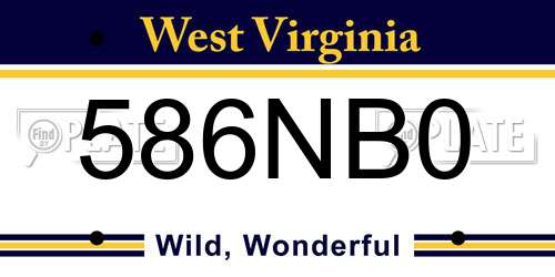 586NB0 West Virginia License Plate