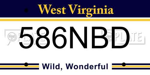 586NBD West Virginia License Plate