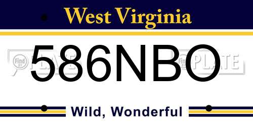 586NBO West Virginia License Plate