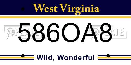 586OA8 West Virginia License Plate