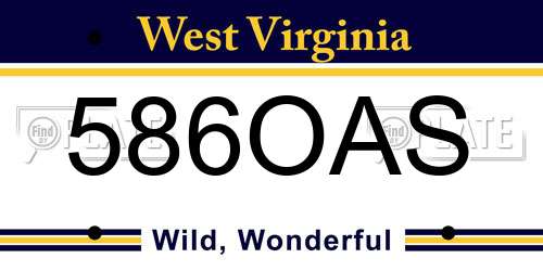 586OAS West Virginia License Plate