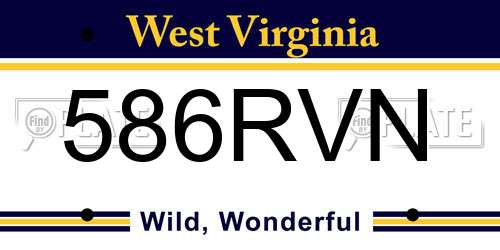 586RVN West Virginia License Plate