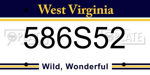 586S52 West Virginia License Plate