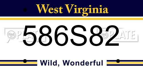 586S82 West Virginia License Plate