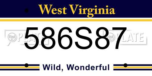 586S87 West Virginia License Plate