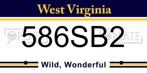 586SB2 West Virginia License Plate