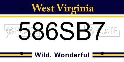 586SB7 West Virginia License Plate