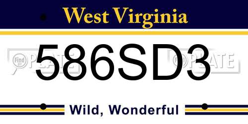 586SD3 West Virginia License Plate