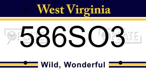 586SO3 West Virginia License Plate
