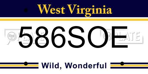 586SOE West Virginia License Plate