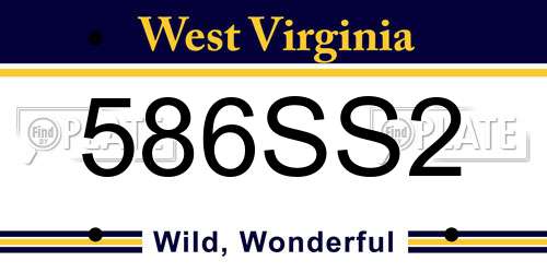 586SS2 West Virginia License Plate