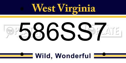 586SS7 West Virginia License Plate