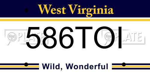 586TOI West Virginia License Plate