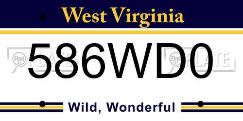 586WD0 West Virginia License Plate