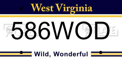 586WOD West Virginia License Plate