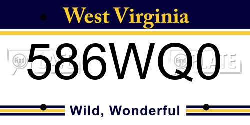 586WQ0 West Virginia License Plate
