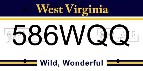 586WQQ West Virginia License Plate
