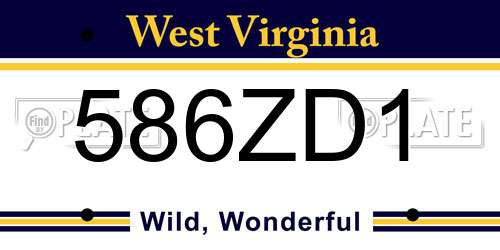 586ZD1 West Virginia License Plate