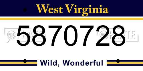 5870728 West Virginia License Plate