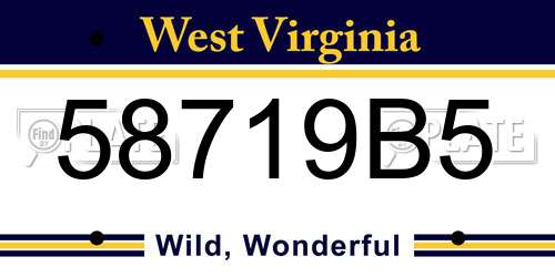 58719B5 West Virginia License Plate