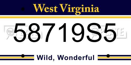 58719S5 West Virginia License Plate