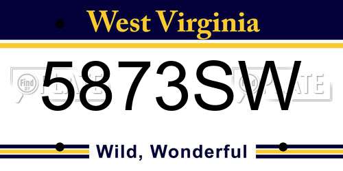 5873SW West Virginia License Plate