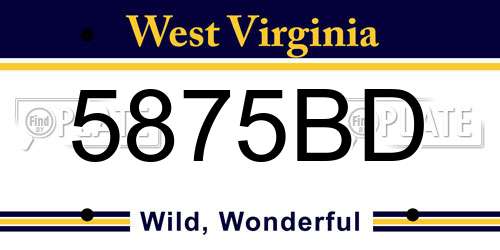 5875BD West Virginia License Plate