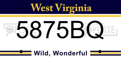 5875BQ West Virginia License Plate