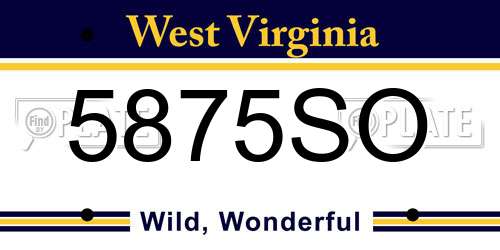 5875SO West Virginia License Plate