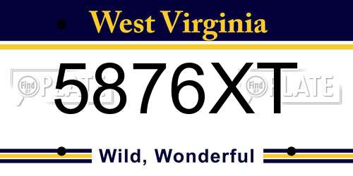 5876XT West Virginia License Plate