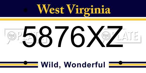 5876XZ West Virginia License Plate