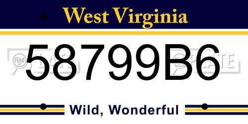 58799B6 West Virginia License Plate