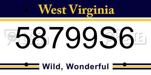 58799S6 West Virginia License Plate