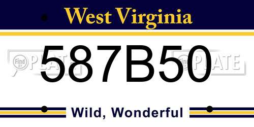 587B50 West Virginia License Plate