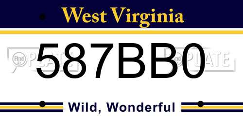 587BB0 West Virginia License Plate