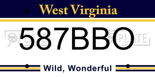 587BBO West Virginia License Plate