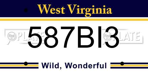 587BI3 West Virginia License Plate