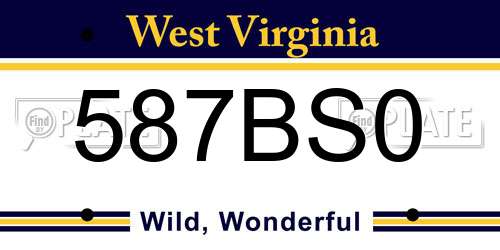 587BS0 West Virginia License Plate
