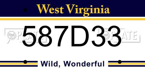 587D33 West Virginia License Plate