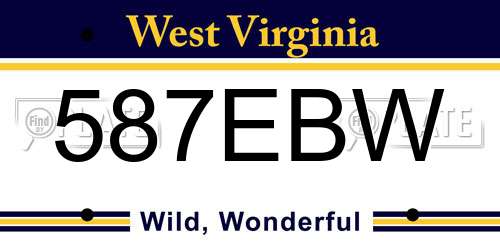 587EBW West Virginia License Plate