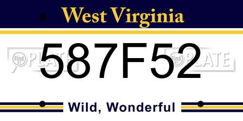 587F52 West Virginia License Plate