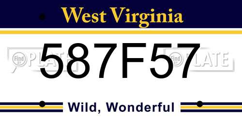 587F57 West Virginia License Plate