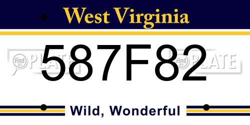 587F82 West Virginia License Plate