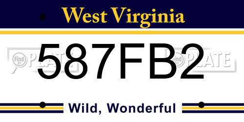 587FB2 West Virginia License Plate