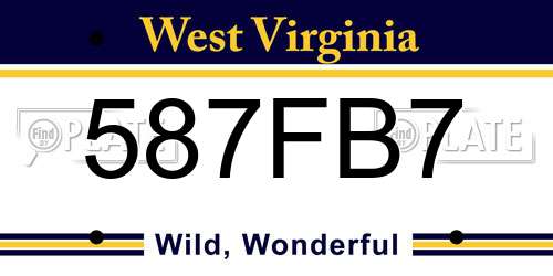 587FB7 West Virginia License Plate