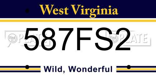 587FS2 West Virginia License Plate