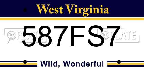 587FS7 West Virginia License Plate