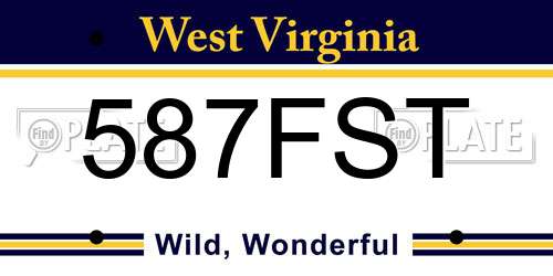 587FST West Virginia License Plate