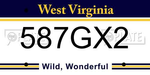 587GX2 West Virginia License Plate